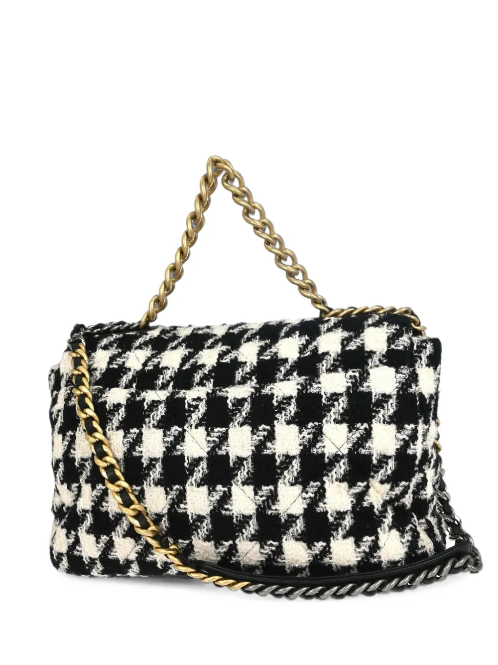 CHANEL Pre-Owned 2019 19 Flap Houndstooth tote bag - Noir CHANEL Pre-Owned 2019 19 Flap Houndstooth tote bag - Noir