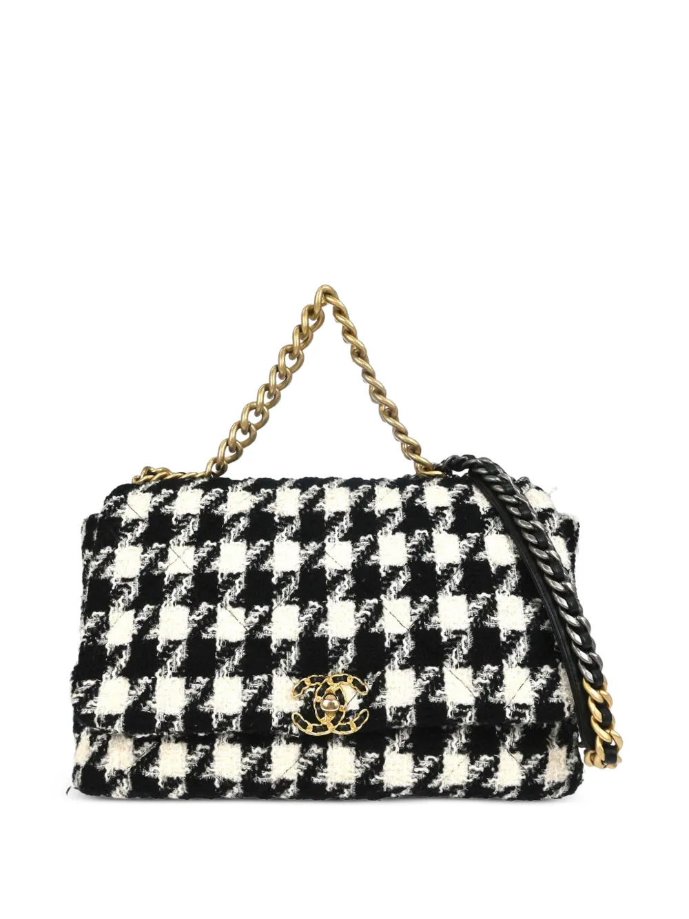 CHANEL Pre-Owned 2019 19 Flap Houndstooth tote bag - Black
