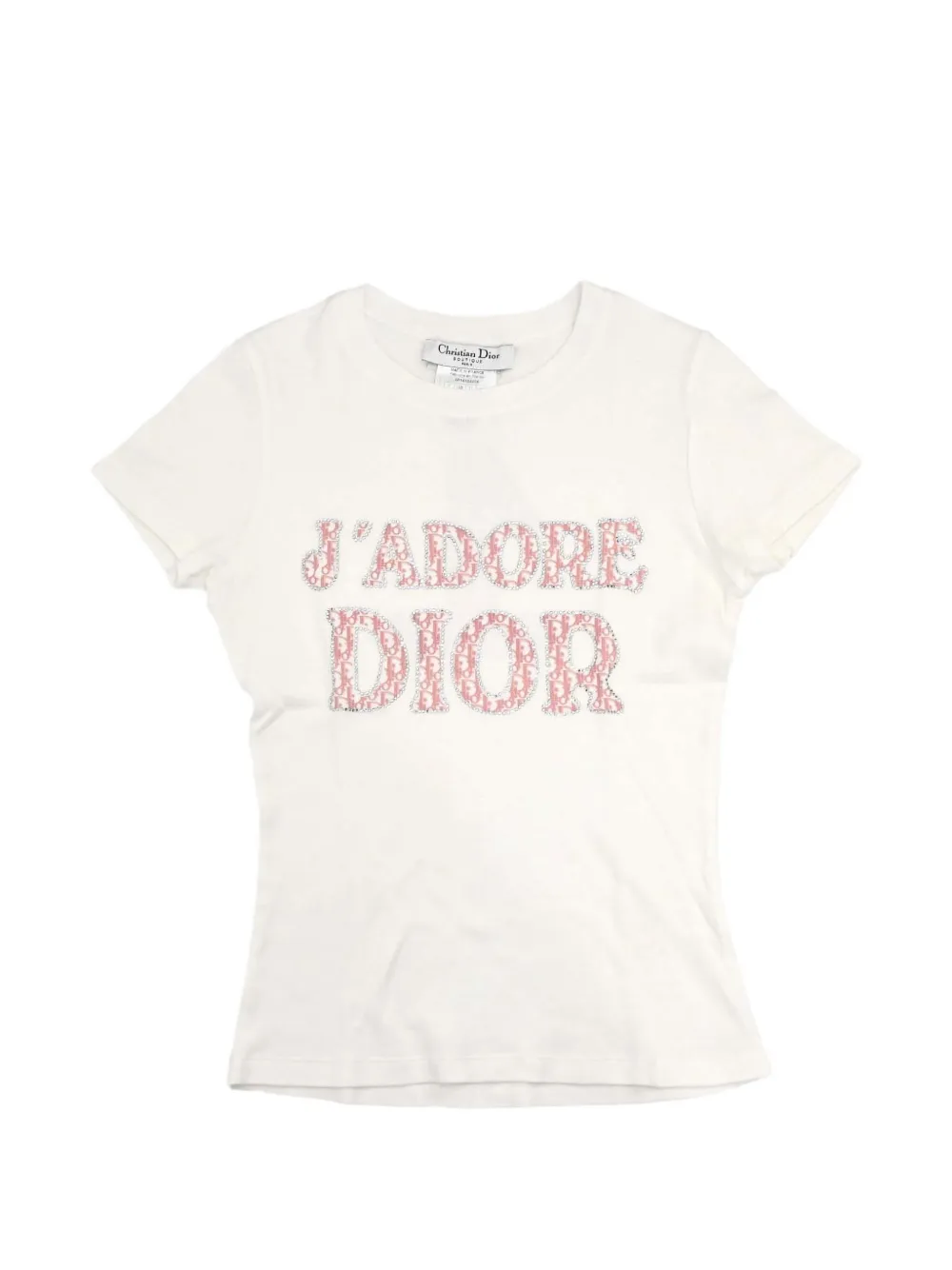 Christian Dior Pre-Owned 2004 Trotter rhinestone-embellished T-shirt - Blanc