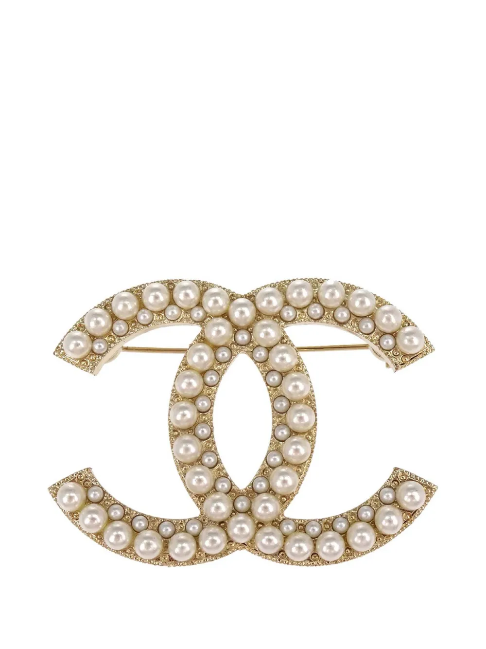 CHANEL Pre-Owned CC costume pearl brooch - Gold