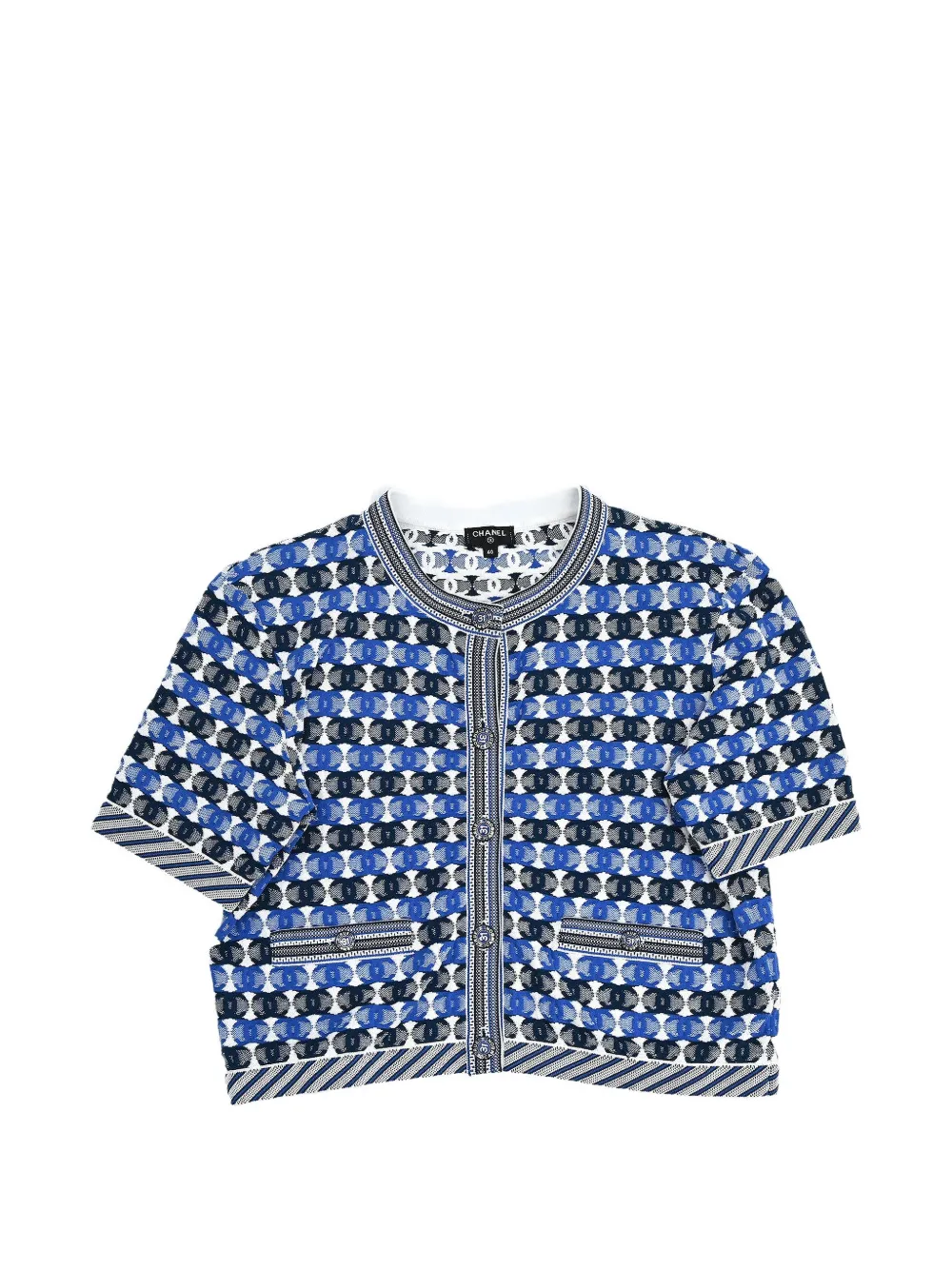 CHANEL Pre-Owned short-sleeve CC-print cardigan - Blau