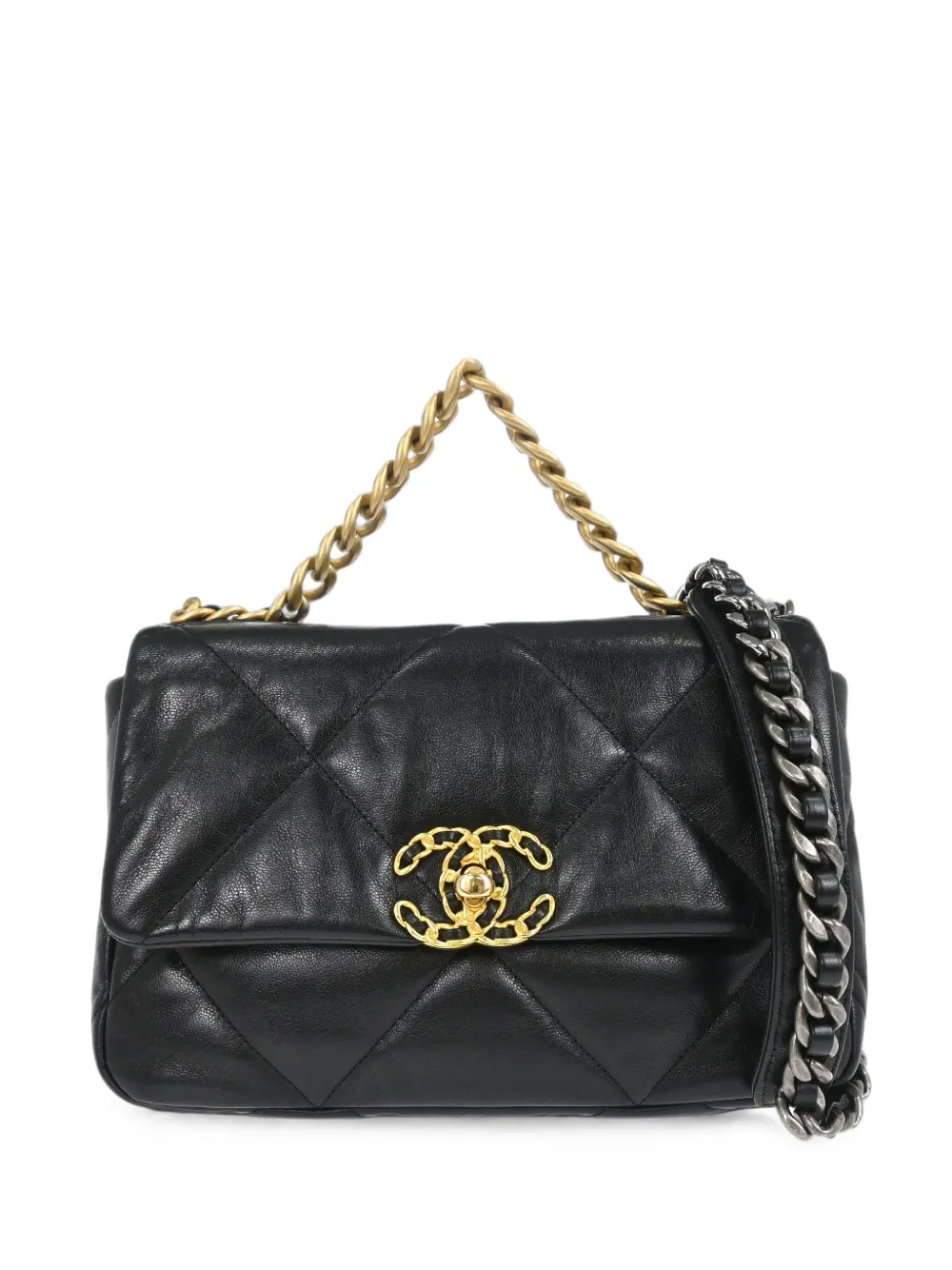 CHANEL Pre-Owned 2019 19 diamond-quilted shoulder bag - Black