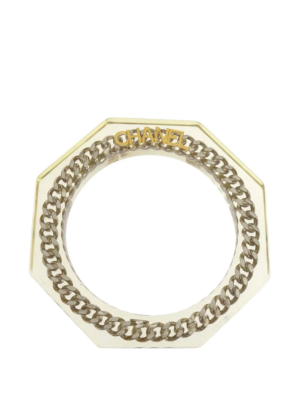 CHANEL Pre-Owned curb-chain octagonal bangle - Weiß