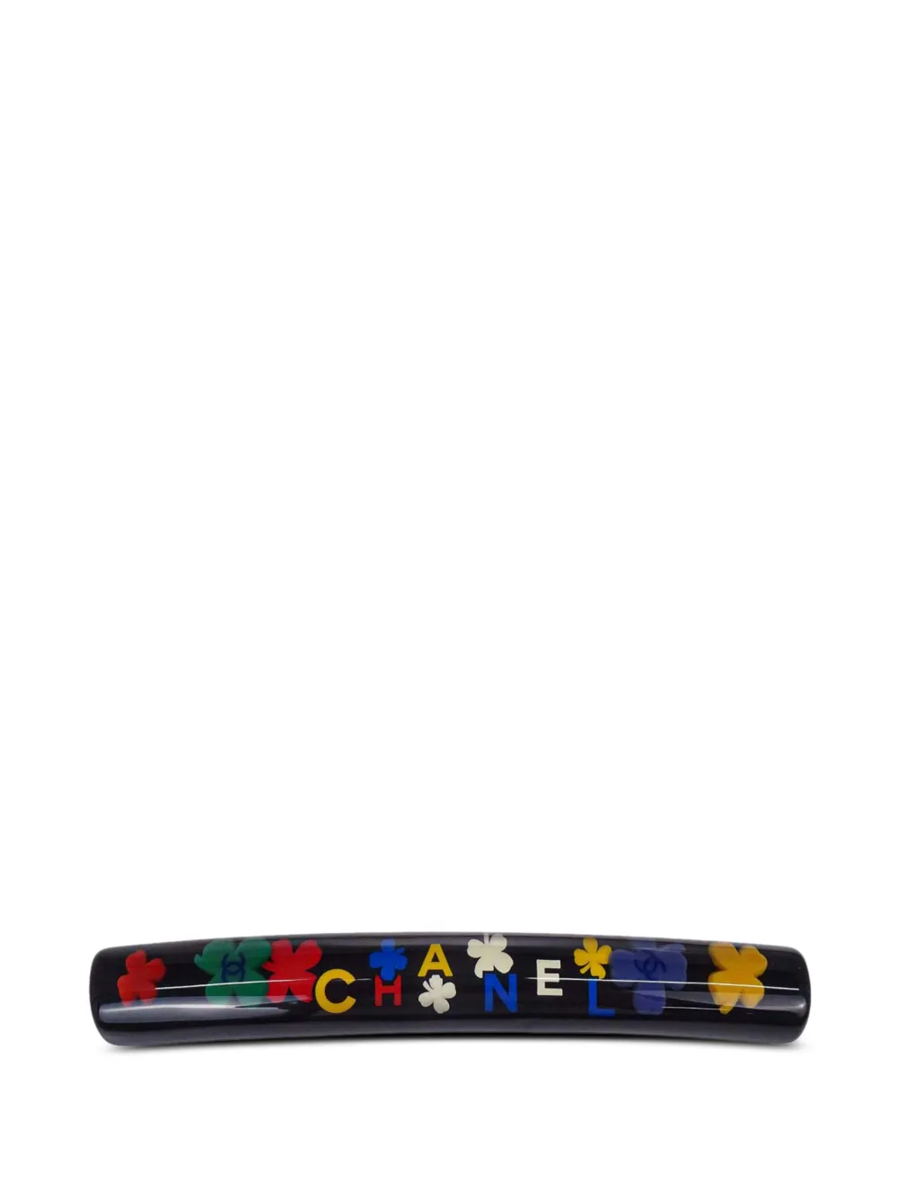 CHANEL Pre-Owned logo-print clover barrette - Black