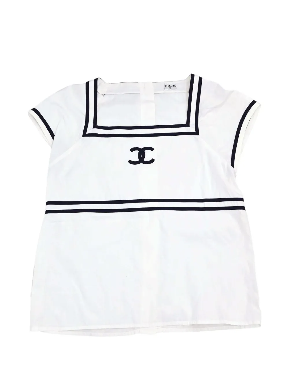 CHANEL Pre-Owned Interlocking CC striped top - White