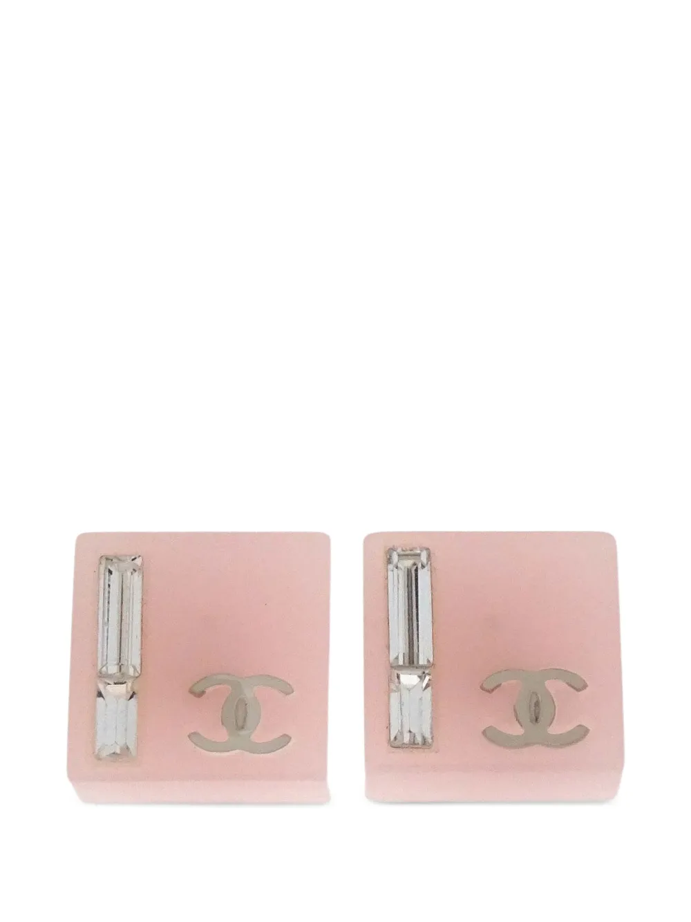 CHANEL Pre-Owned CC rhinestone-embellished earrings - Rosa