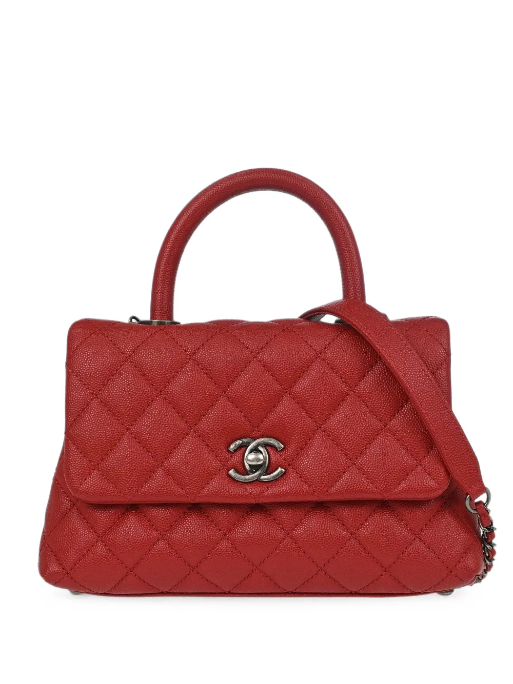 CHANEL Pre-Owned 2017 Coco Handle diamond-quilted shoulder bag - Rosso