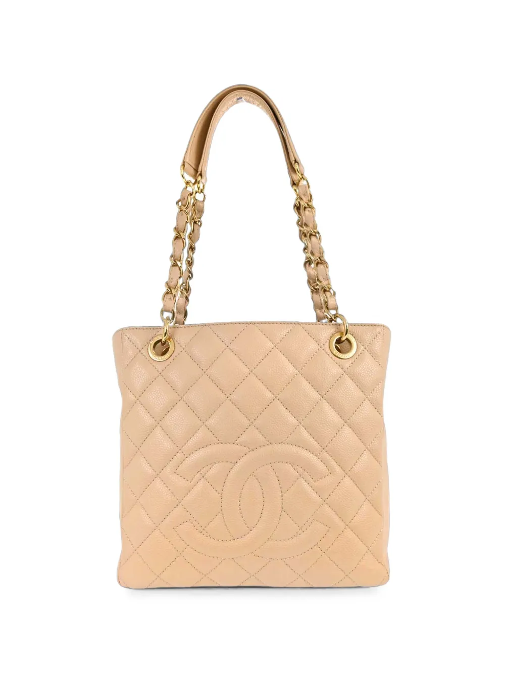 CHANEL Pre-Owned 2010-2011 petite Shopping diamond-quilted caviar tote bag - Toni neutri