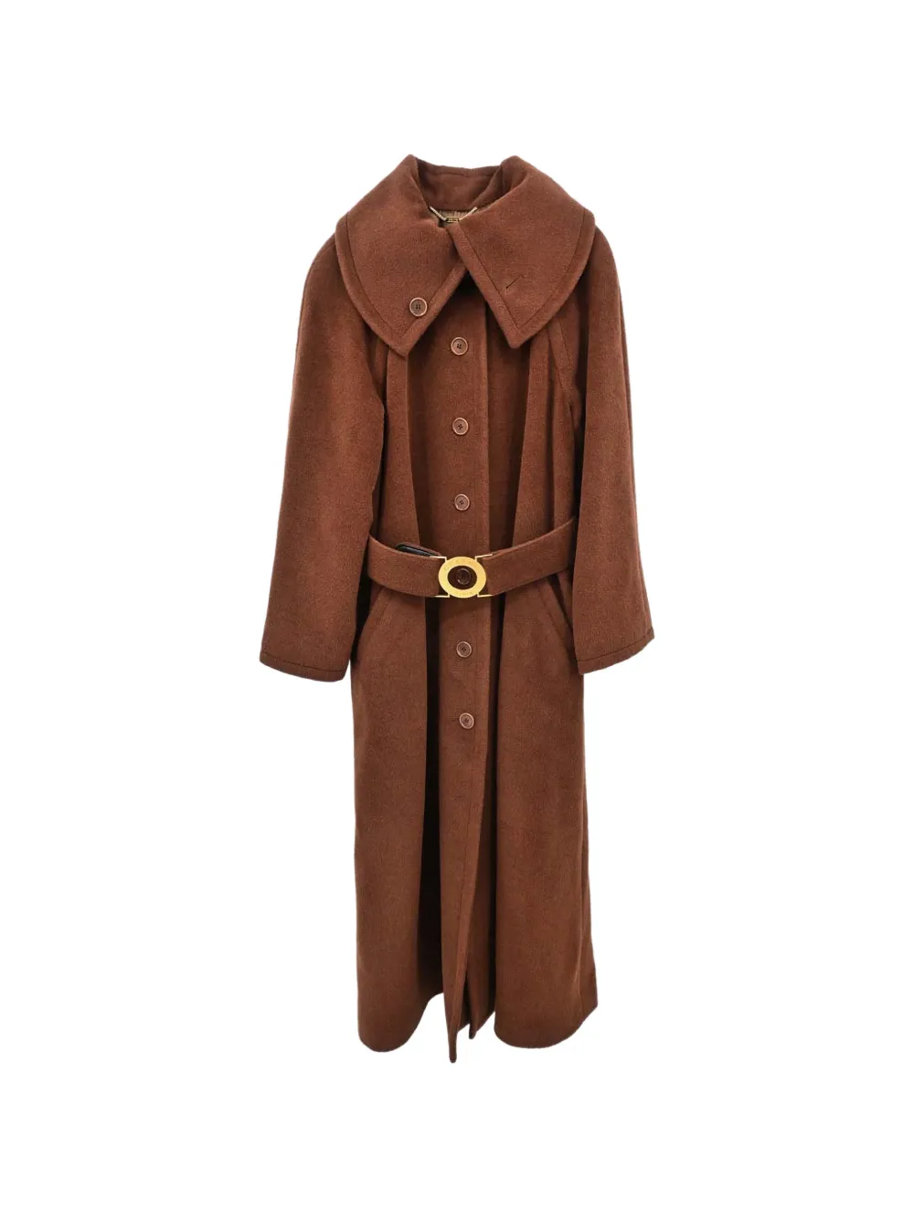Celine Pre-Owned belted button-front coat - Marrone