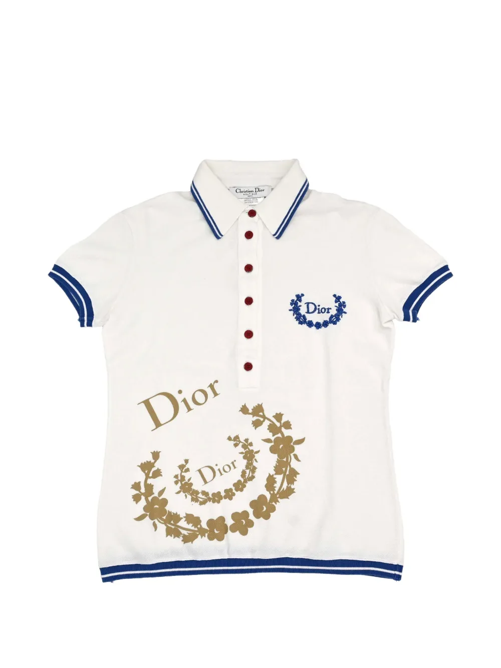 Christian Dior Pre-Owned 2004 floral-print polo shirt - Weiß