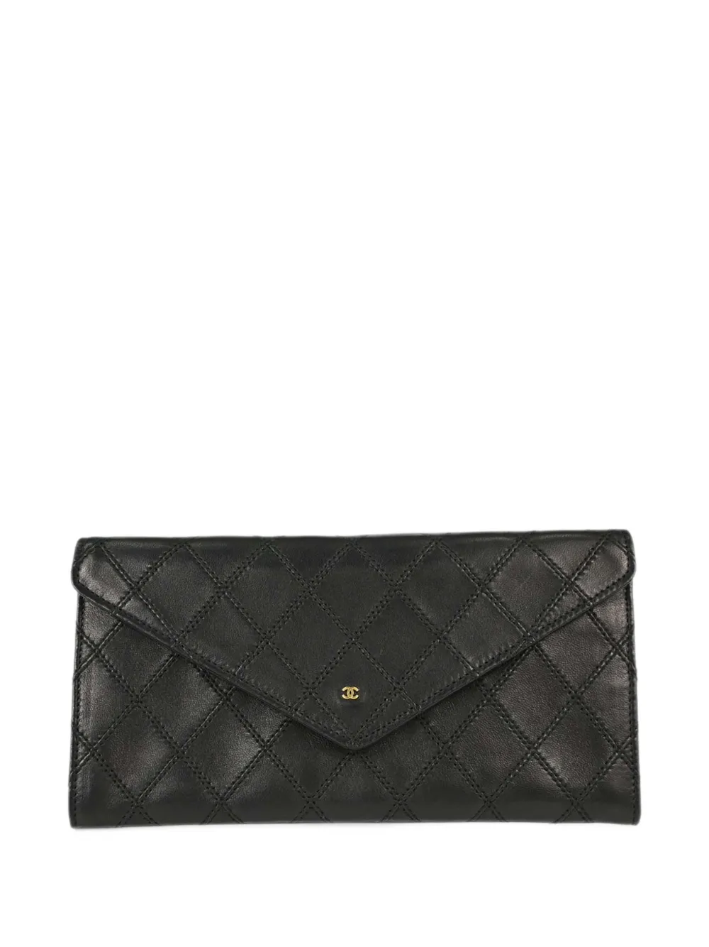 CHANEL Pre-Owned 1986-1988 Interlocking CC diamond-quilted wallet - Nero