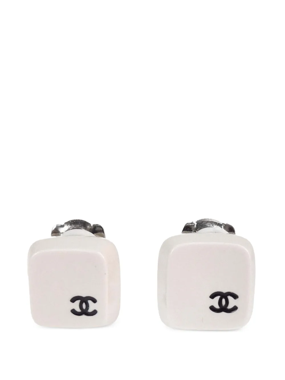 CHANEL Pre-Owned CC Interlocking clip-on earrings - Silber
