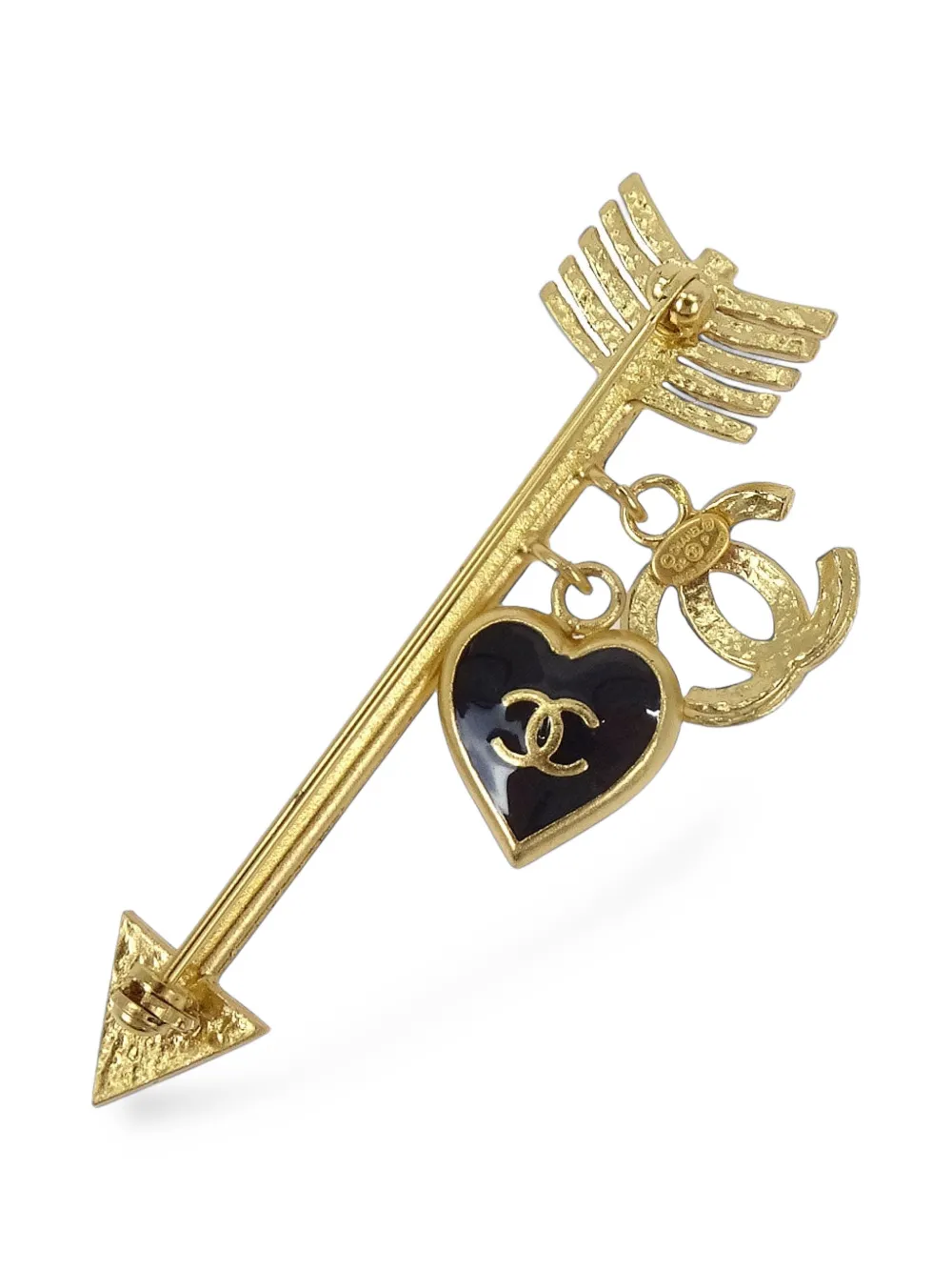 CHANEL Pre-Owned Dangle CC Heart Arrow brooch - Oro