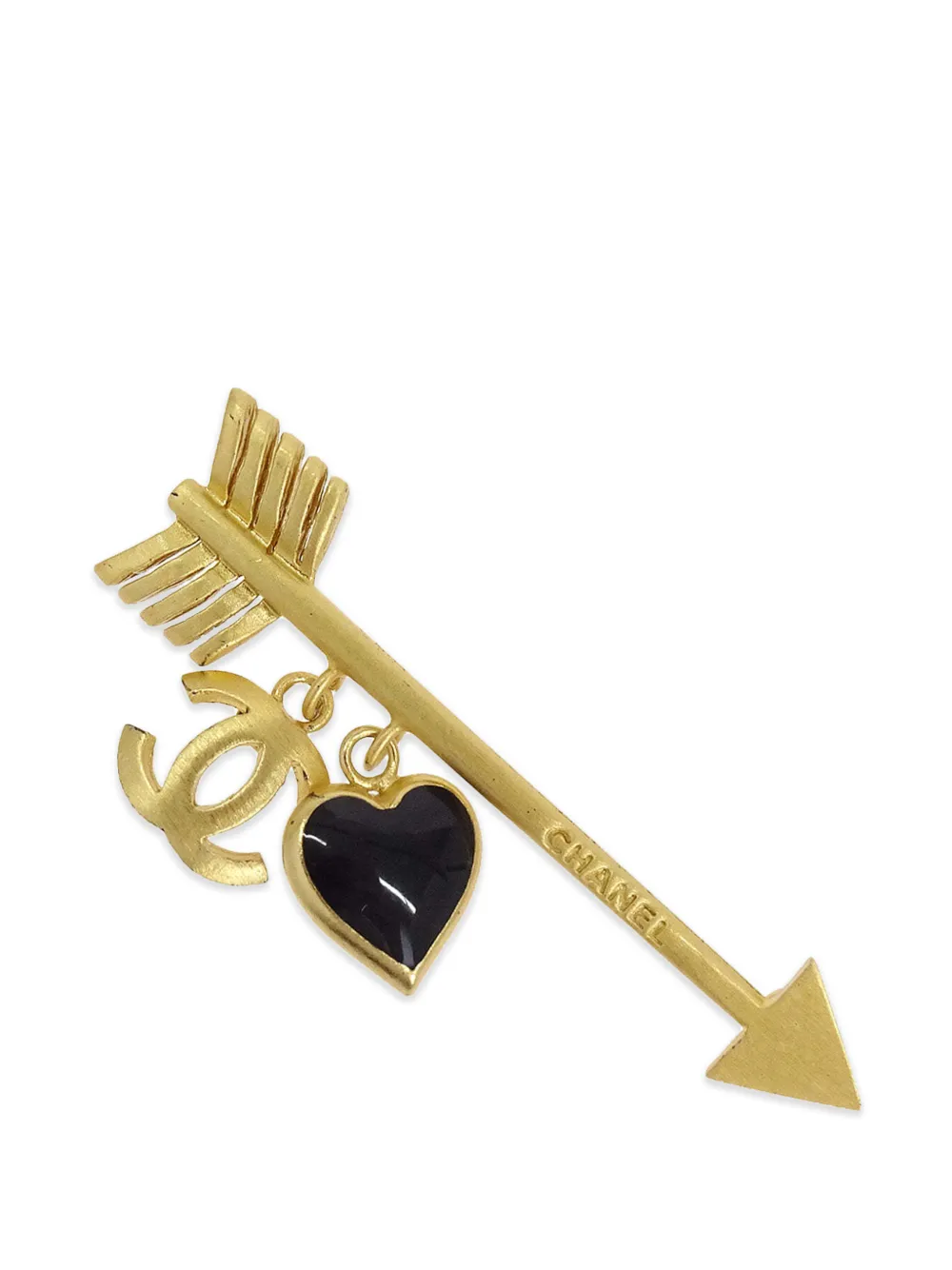 CHANEL Pre-Owned Dangle CC Heart Arrow brooch - Gold