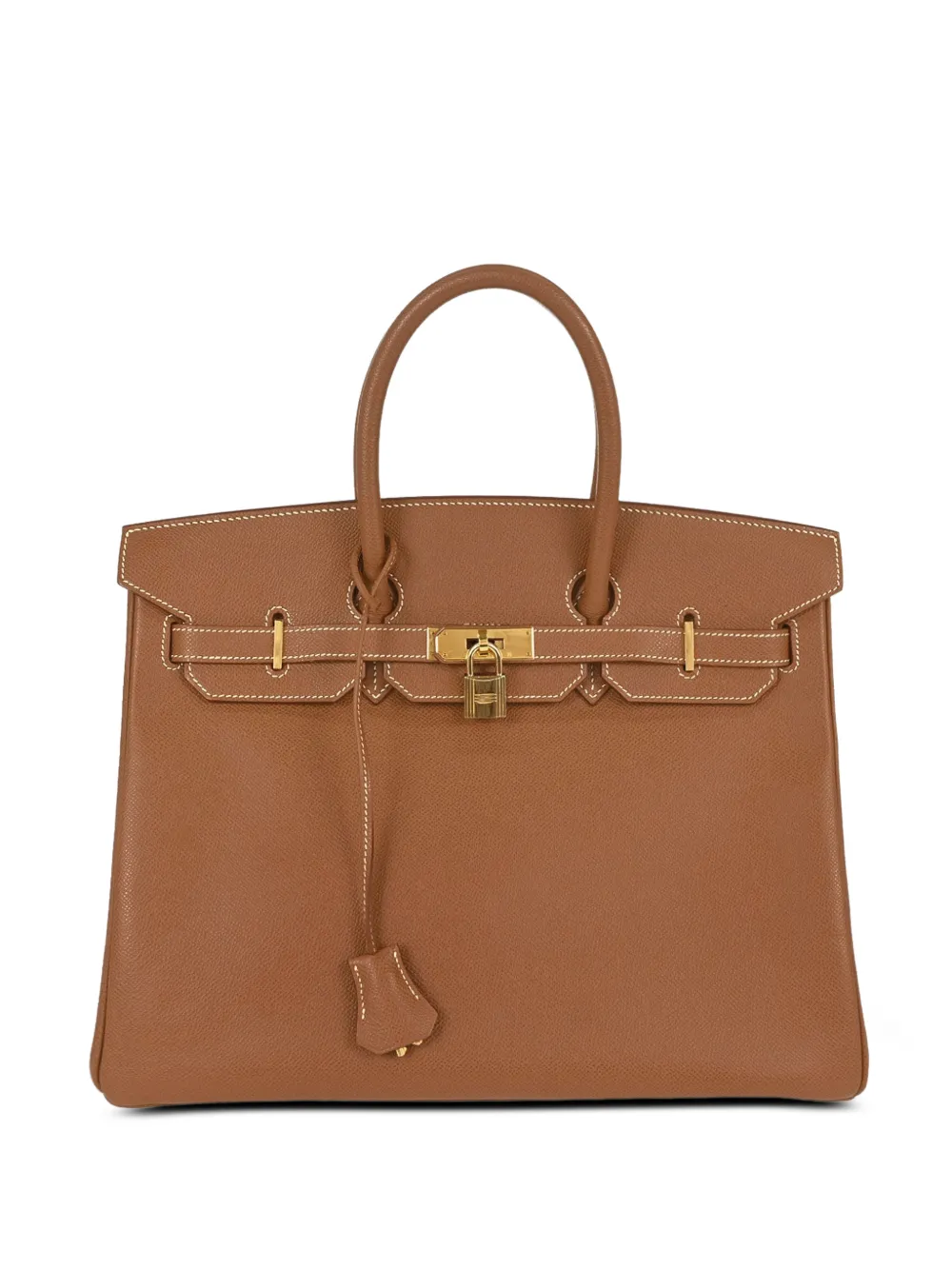 Hermès Pre-Owned 2002 35 Birkin Courchevel leather tote bag - Marrone