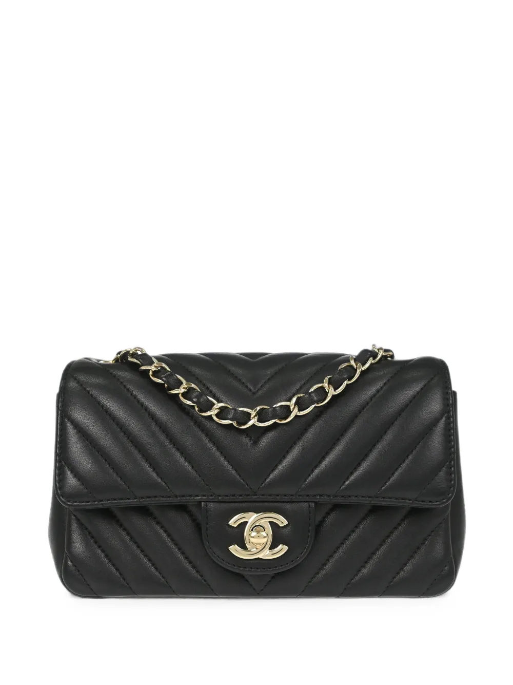 CHANEL Pre-Owned 2017-2018 Chevron Single Flap shoulder bag - Black