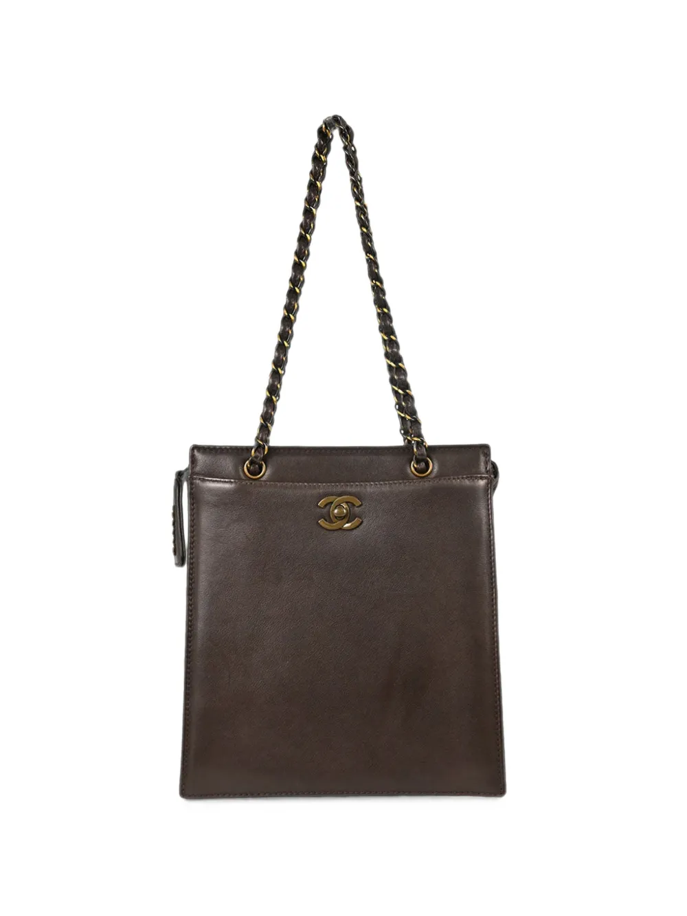 CHANEL Pre-Owned 1997-1999 logo-plaque chain-link tote bag - Marrone