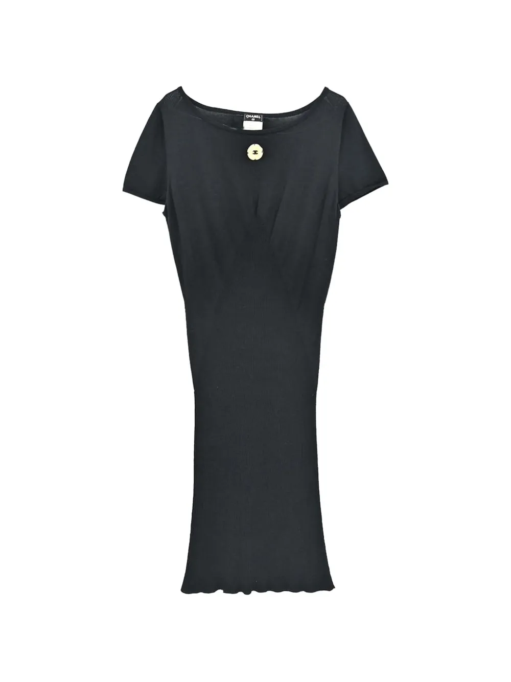 CHANEL Pre-Owned ribbed short-sleeve dress - Noir CHANEL Pre-Owned ribbed short-sleeve dress - Noir