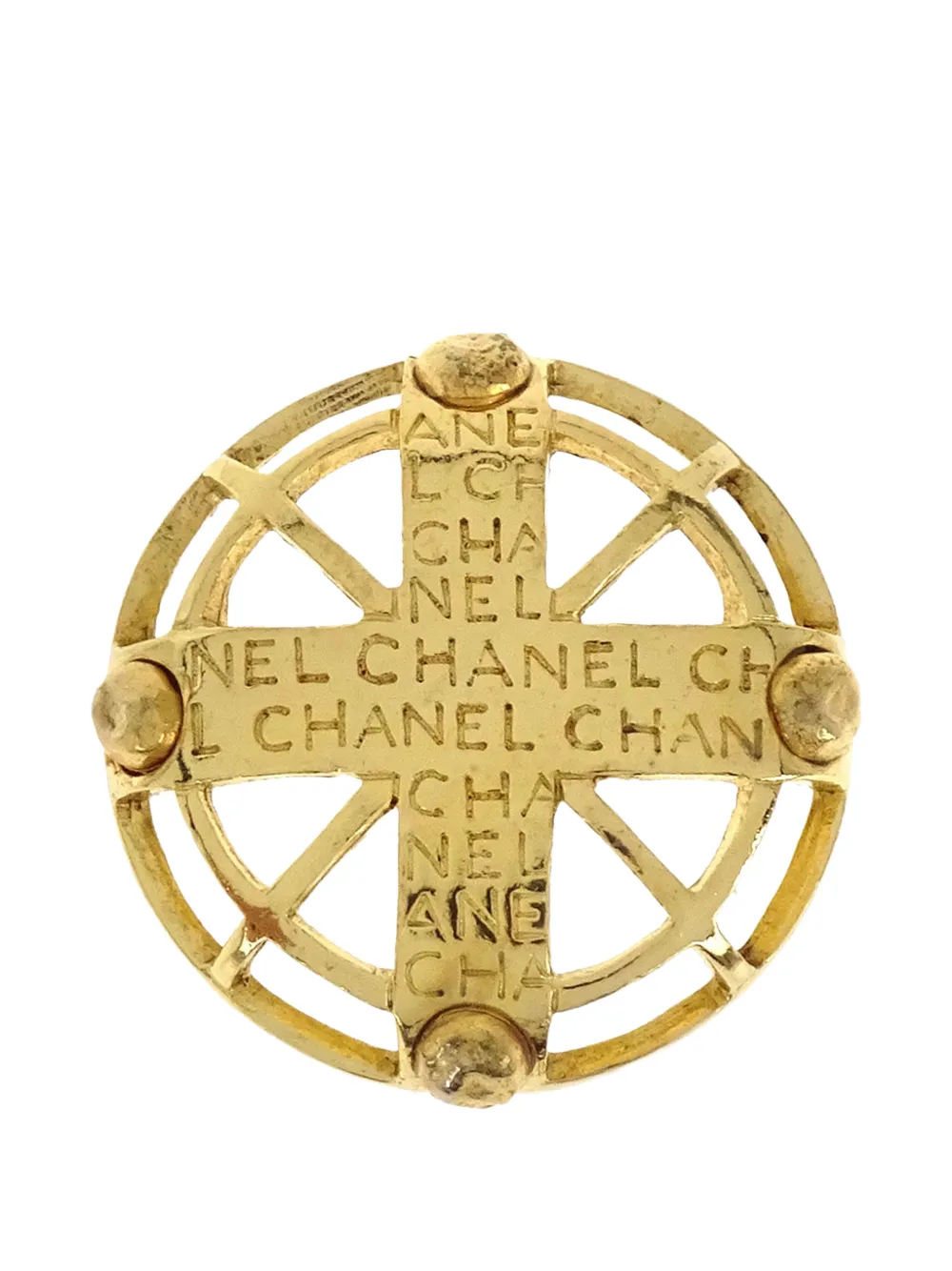 CHANEL Pre-Owned Medallion cut-out brooch - Gold
