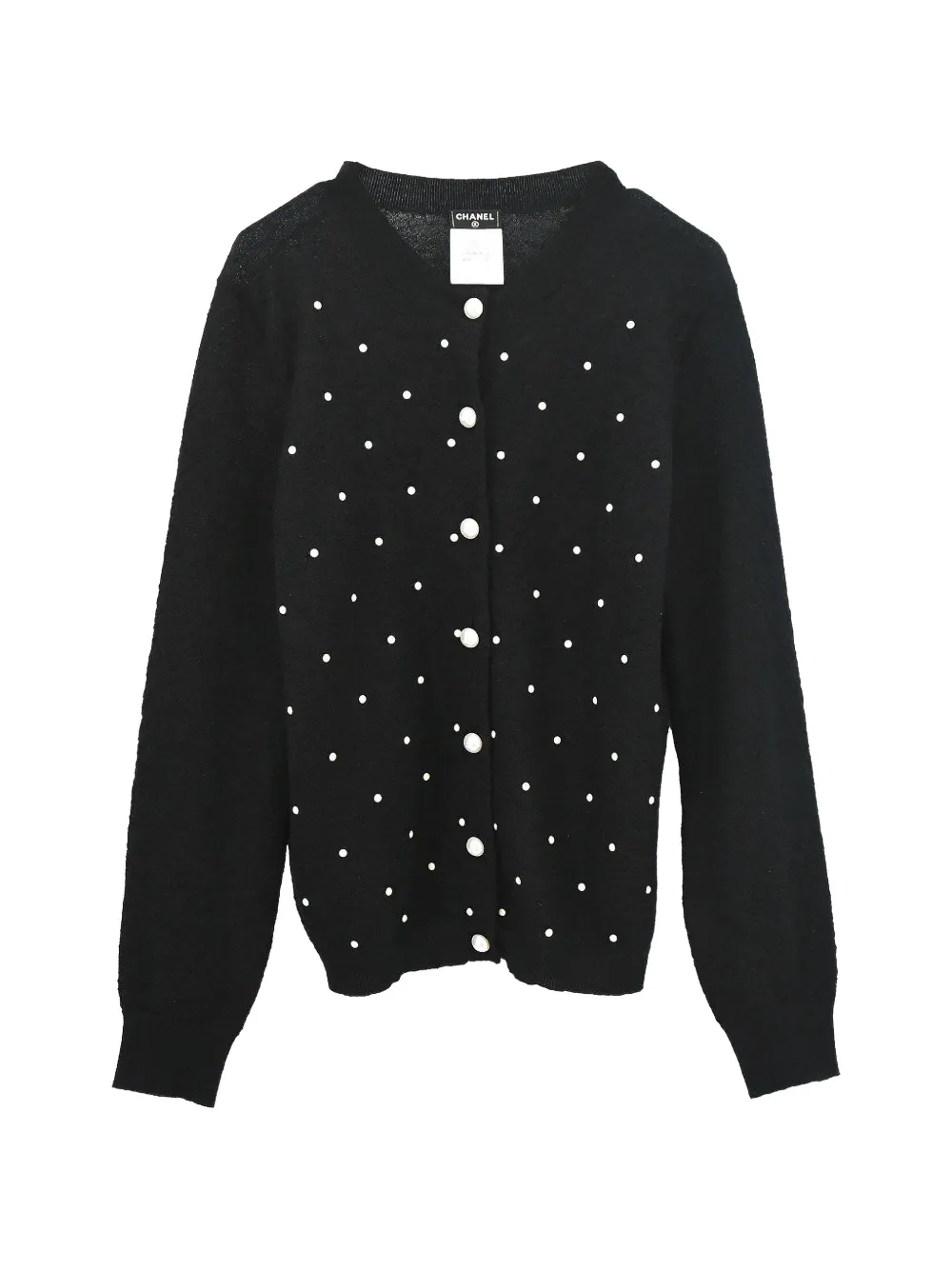 CHANEL Pre-Owned 2014-2015 faux-pearl embellished cardigan - Nero