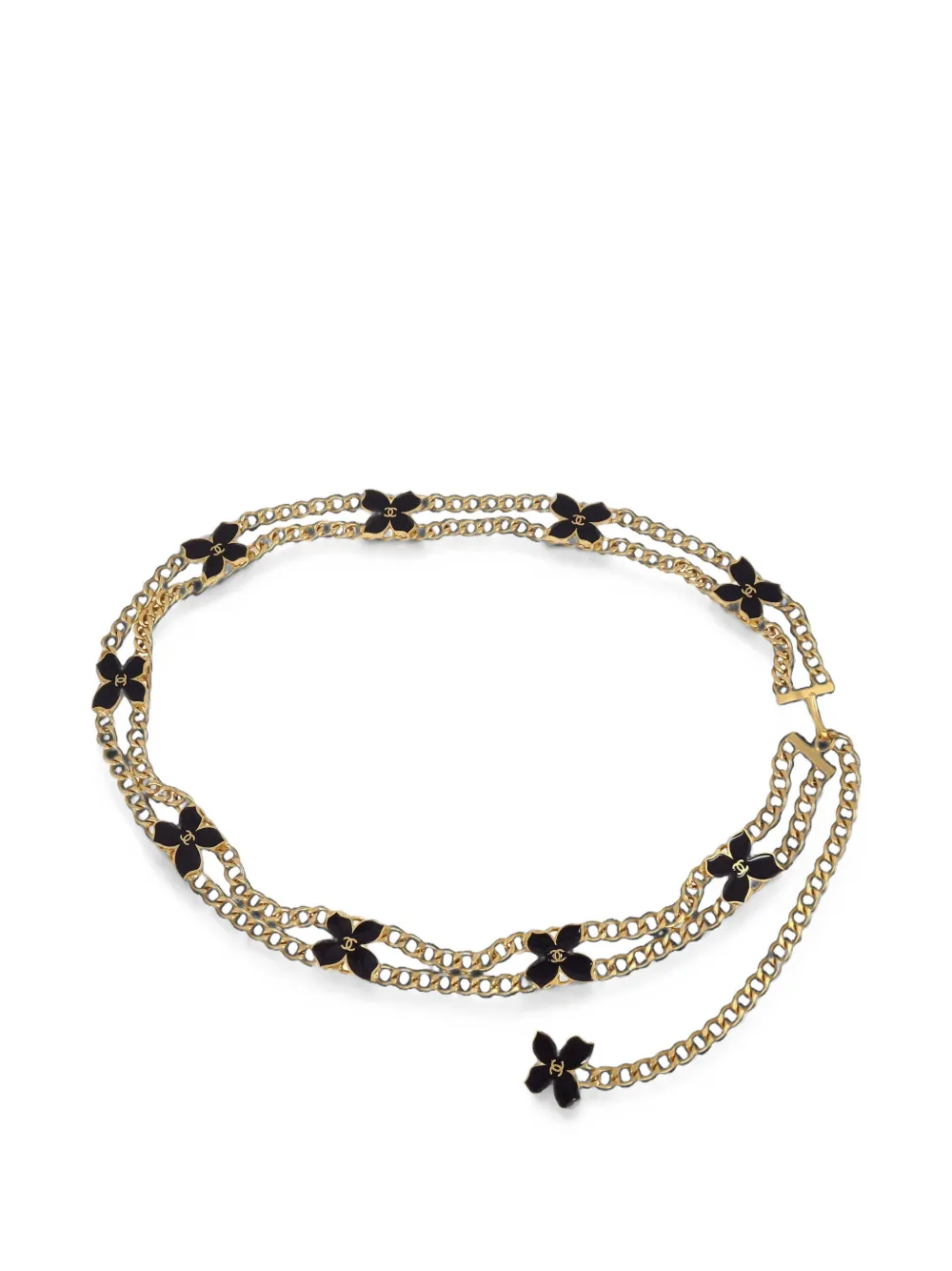 CHANEL Pre-Owned flower-detail chain-link necklace - Or CHANEL Pre-Owned flower-detail chain-link necklace - Or