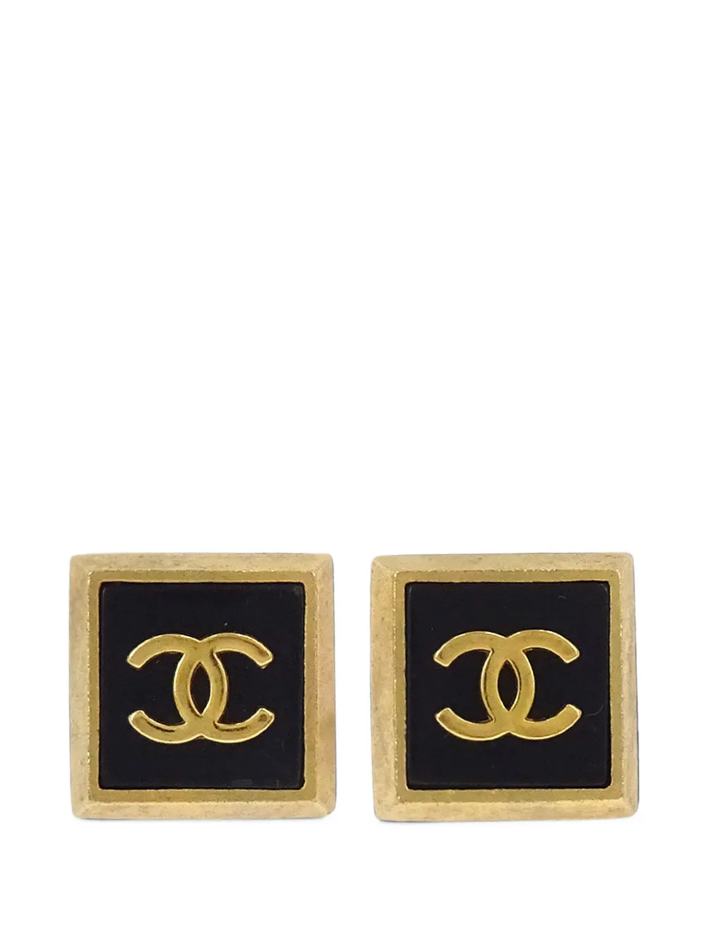 CHANEL Pre-Owned square clip-on earrings - Nero