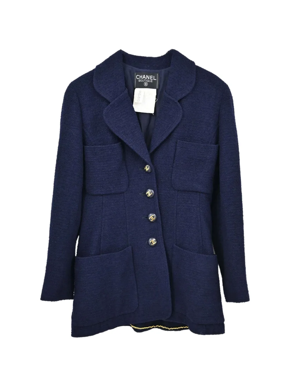 CHANEL Pre-Owned single-breasted tweed coat - Blu