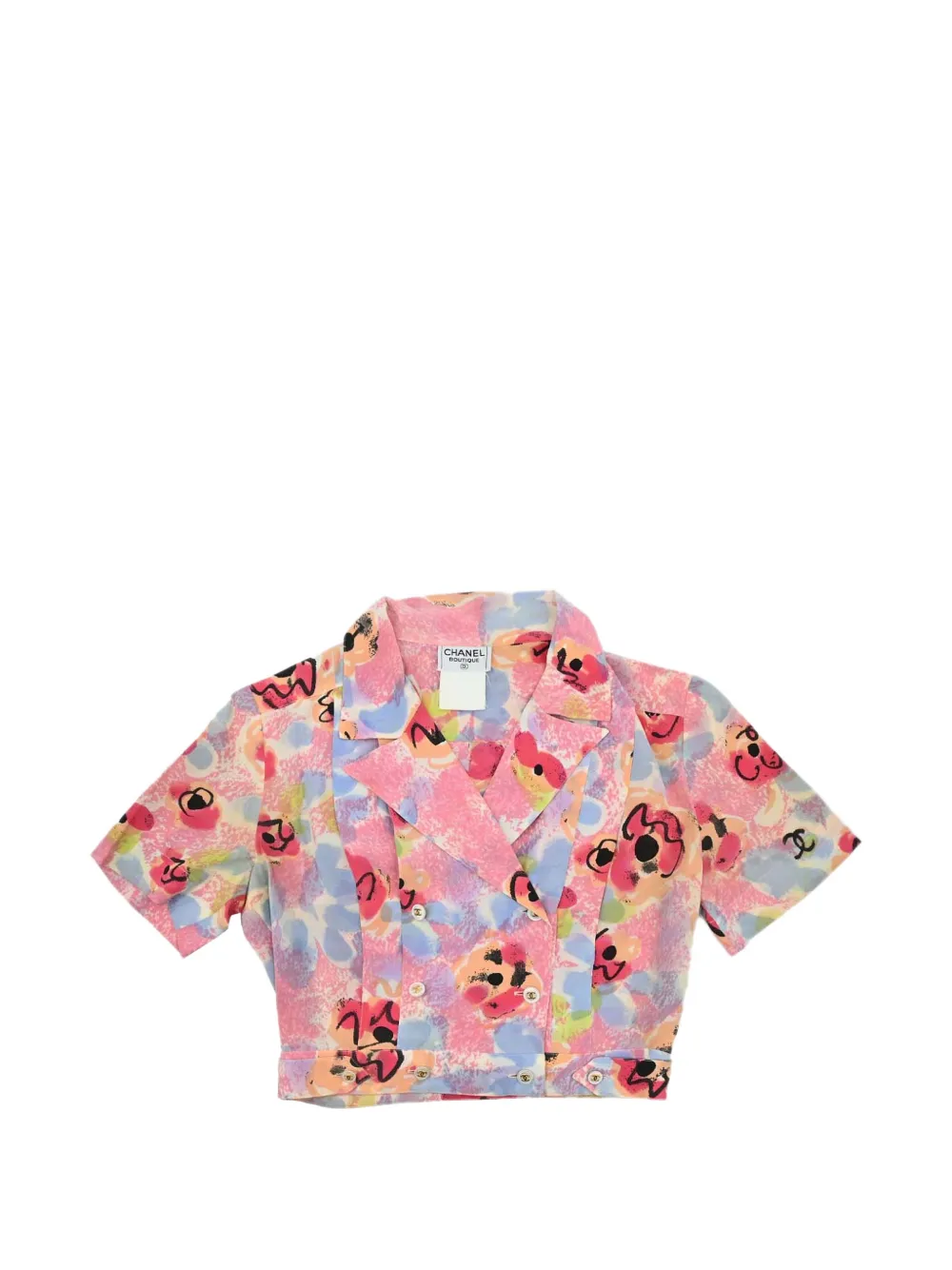 CHANEL Pre-Owned chemise crop à fleurs - Rose CHANEL Pre-Owned chemise crop à fleurs - Rose