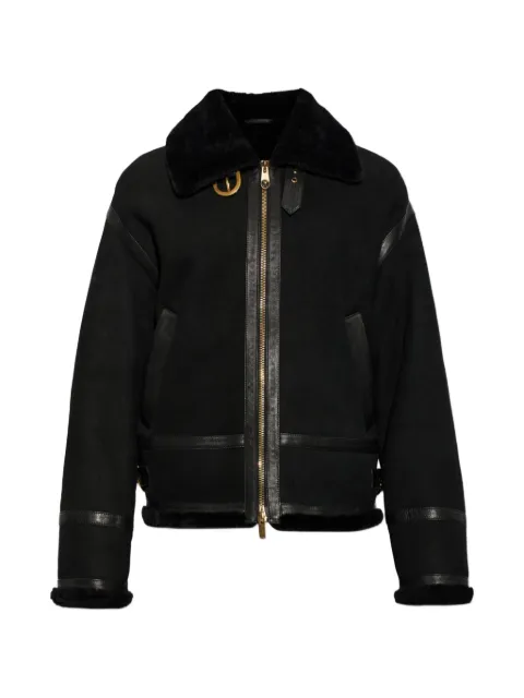 Versace shearling-trimmed leather jacket