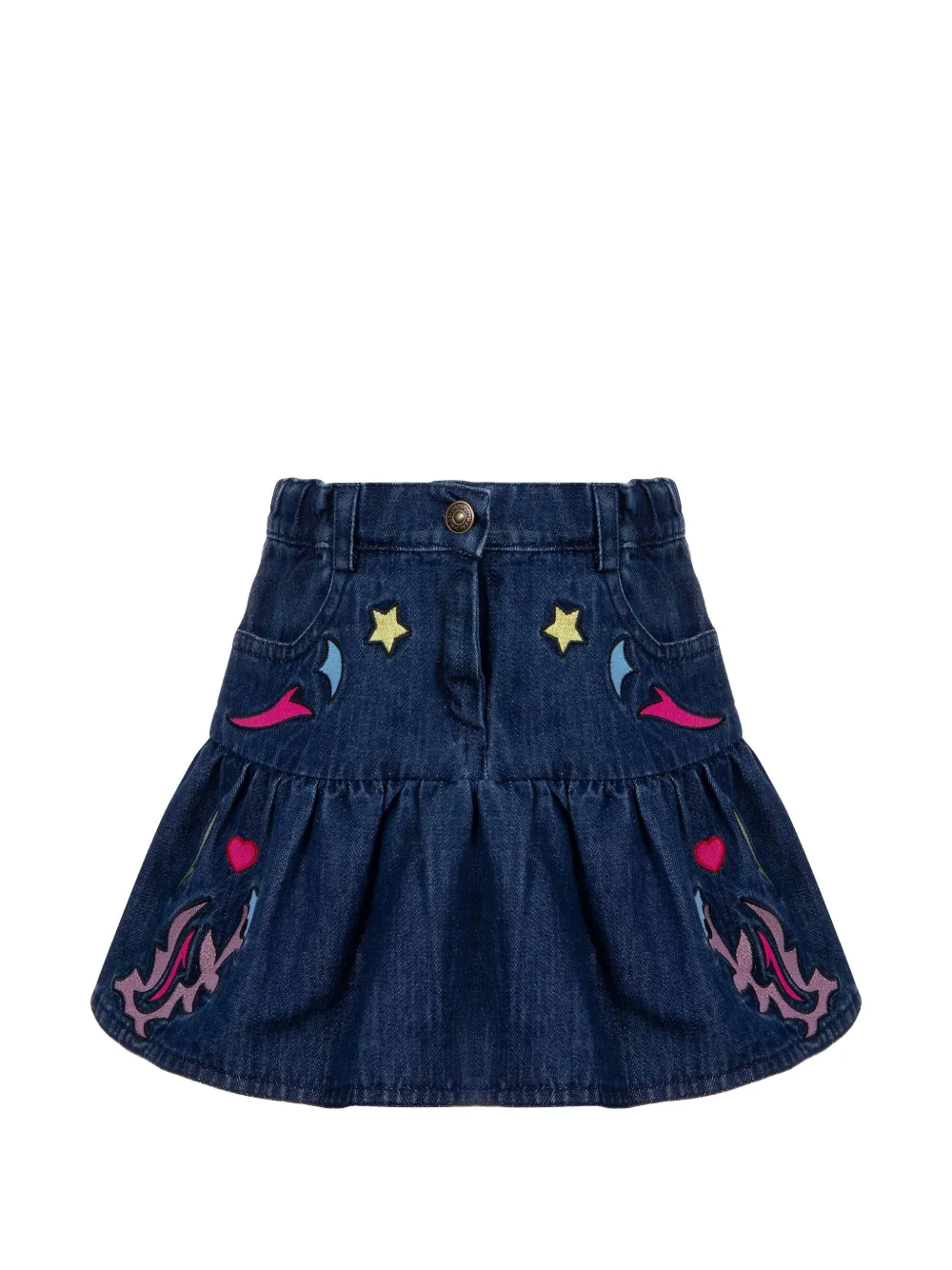 Lapin House embroidered tiered skirt Blauw