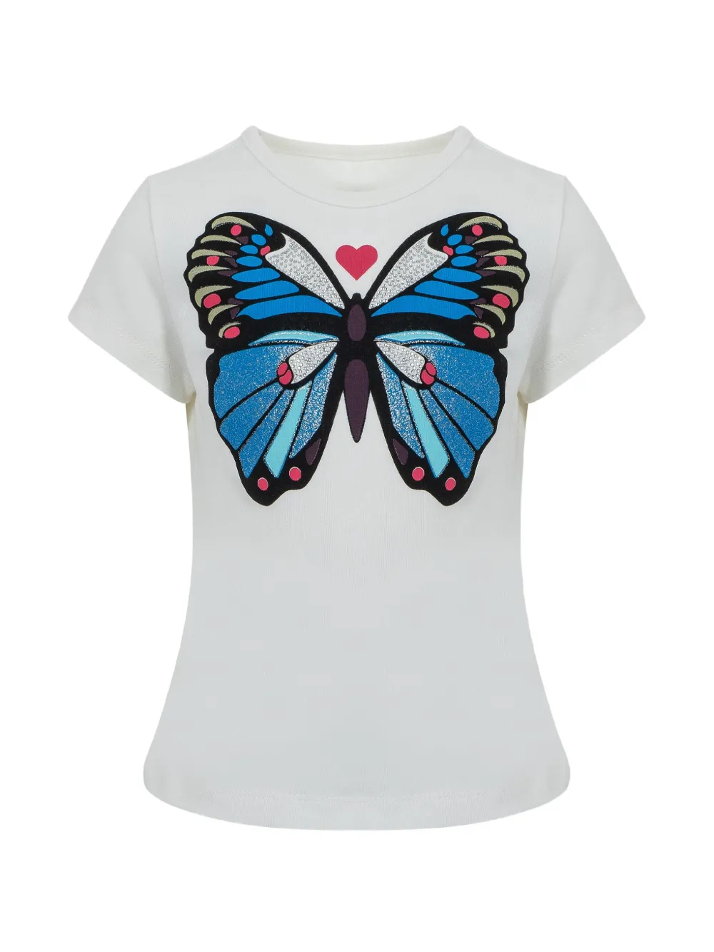 Lapin House butterfly-print T-shirt Beige