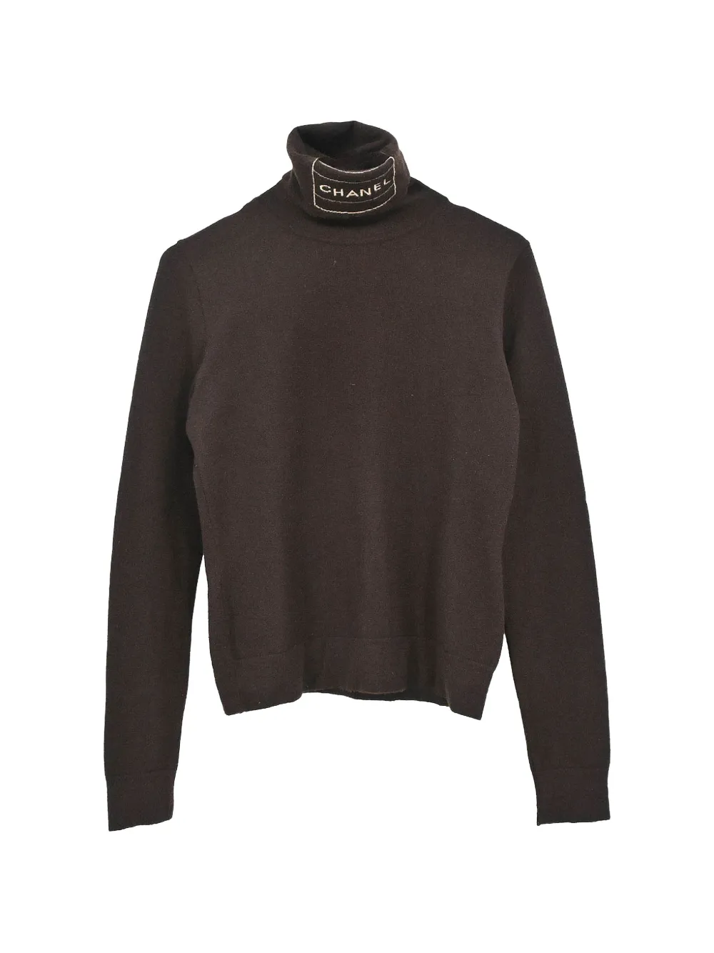 CHANEL Pre-Owned logo-print roll-neck sweater - Braun