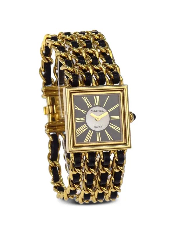 Chanel Pre-owned Mademoiselle 22mm Watch in Black