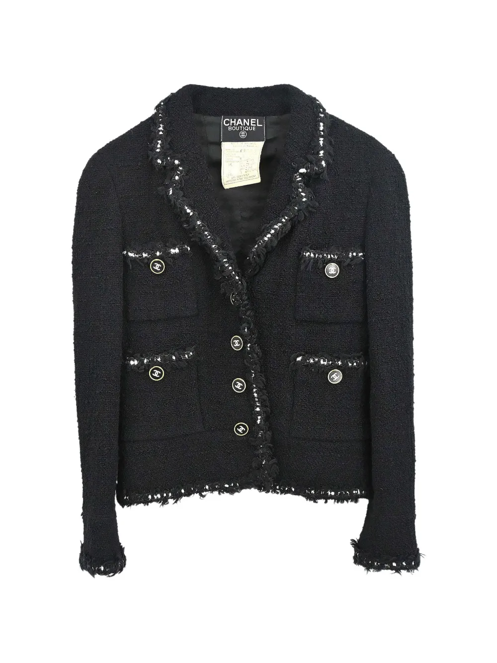 CHANEL Pre-Owned 1994 braided-trim CC-buttons jacket - Nero