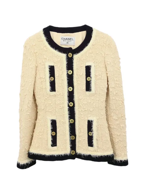 CHANEL Pre-Owned chamarra sin cuello con ribete en contraste 1994