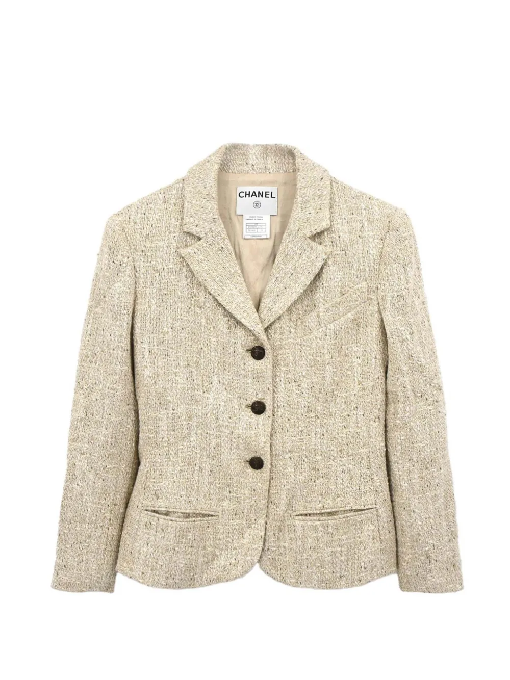 CHANEL Pre-Owned 2003 single-breasted tweed jacket - Nude