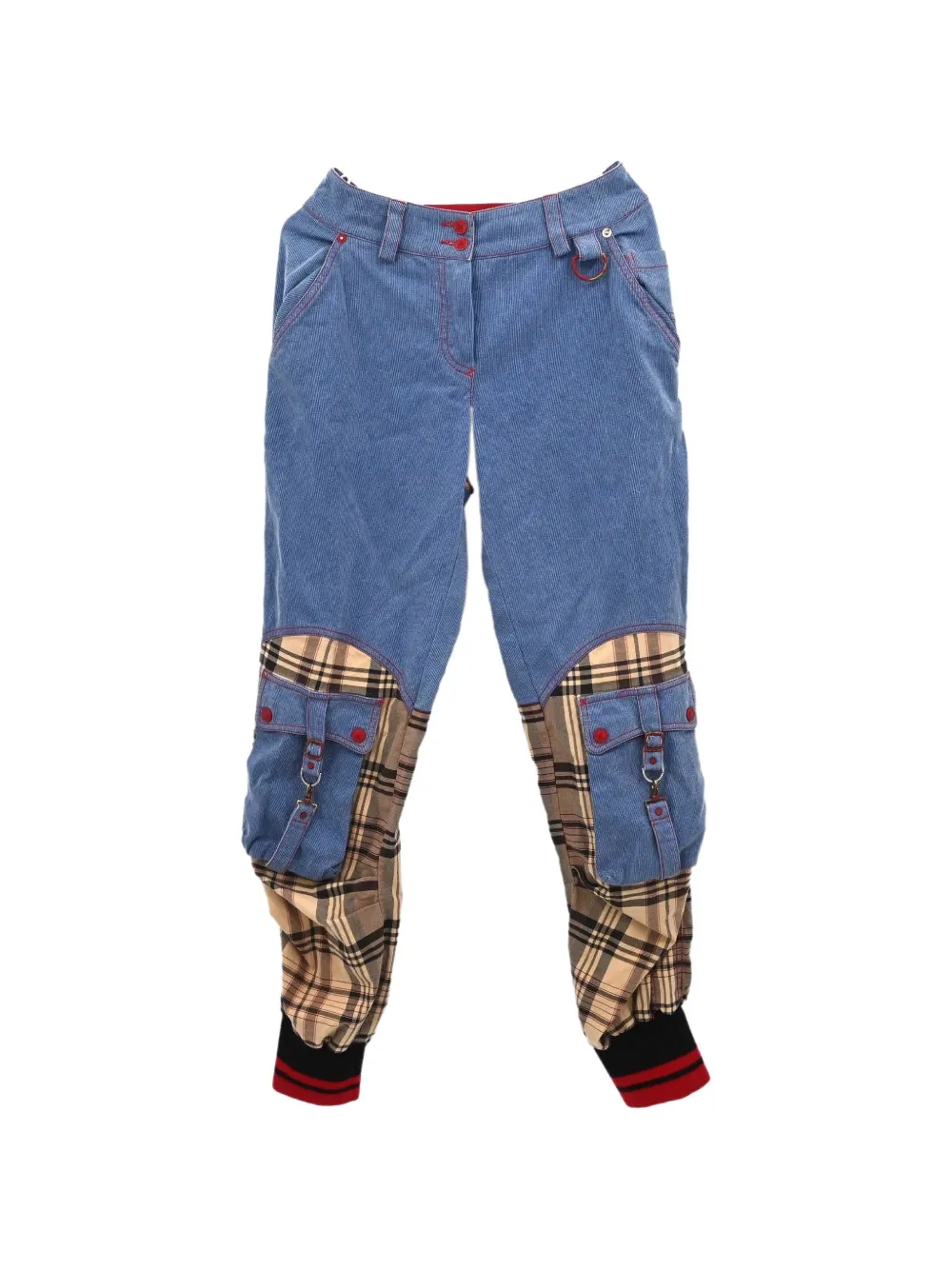 Christian Dior Pre-Owned 2004 check patchwork cargo pants - Bleu Christian Dior Pre-Owned 2004 check patchwork cargo pants - Bleu