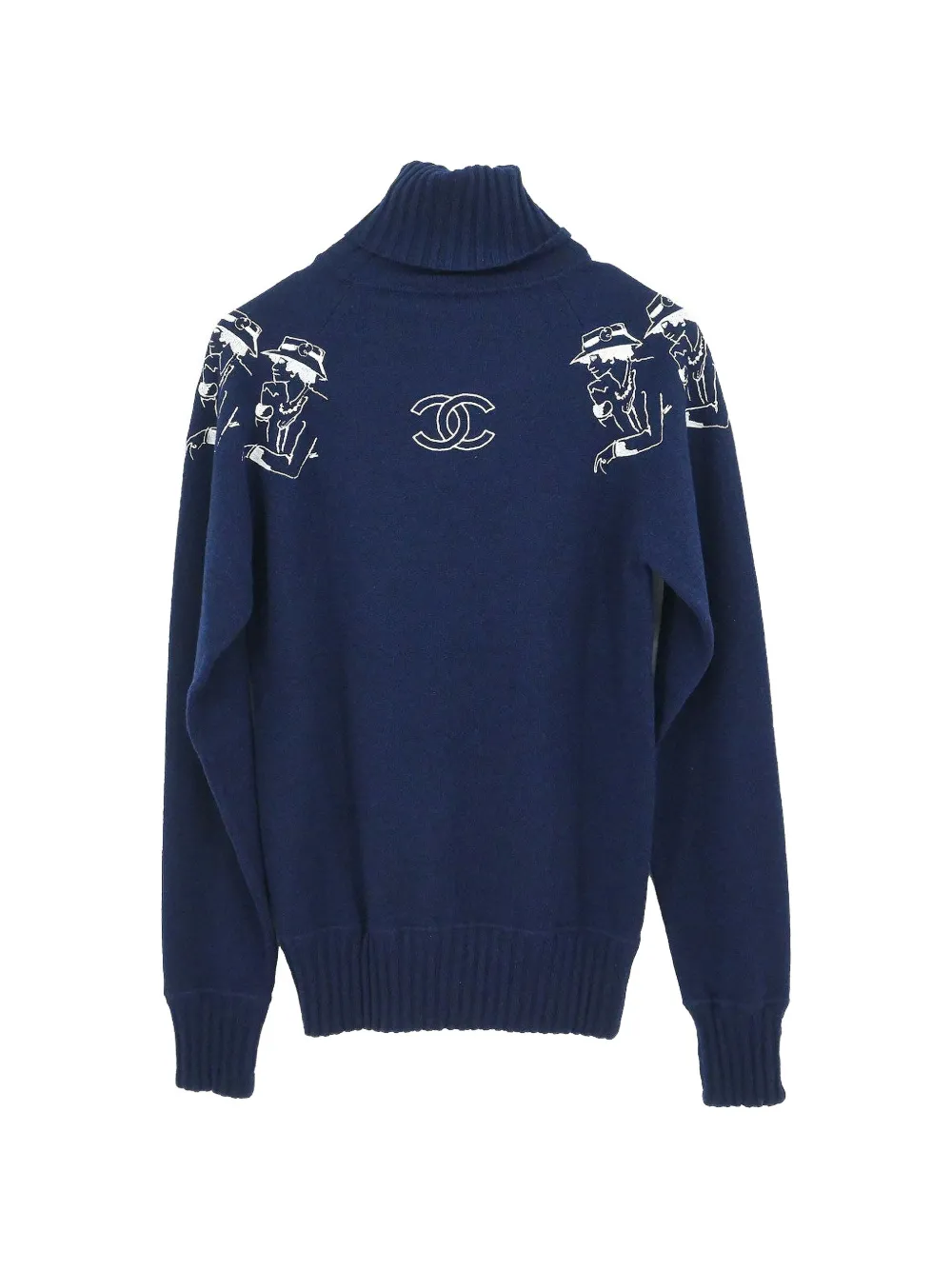 Pre-owned Chanel 2012-2013 Embroidered Roll-neck Sweater In Blue