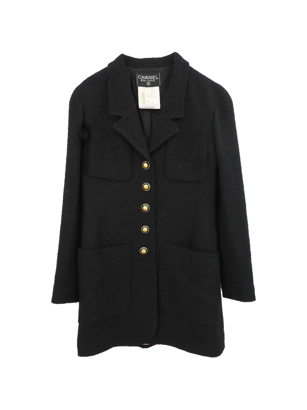 CHANEL Pre-Owned single-breasted logo-button coat - Nero