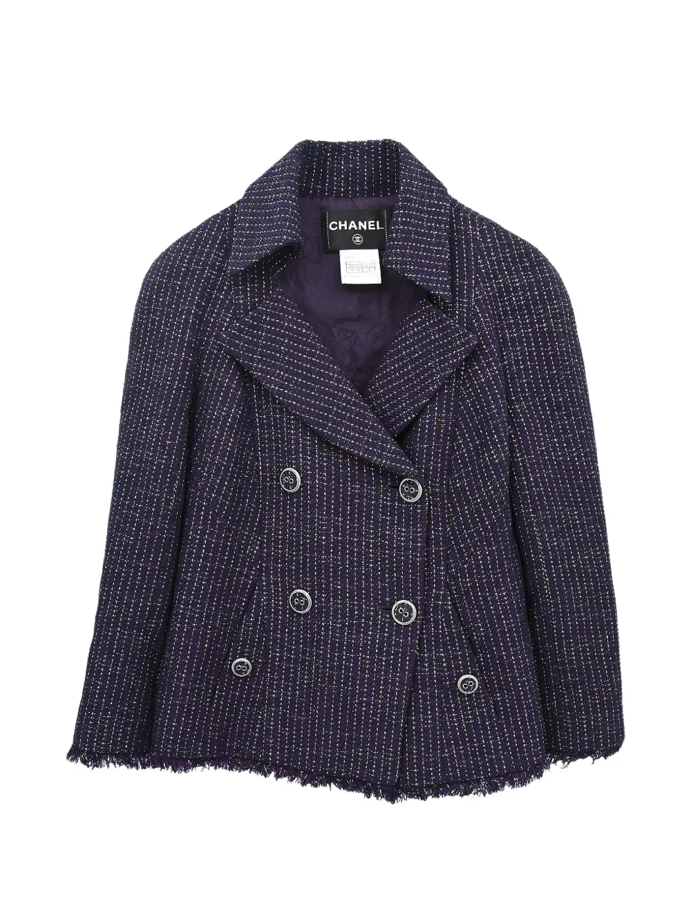CHANEL Pre-Owned 2008 double-breasted tweed jacket - Violett