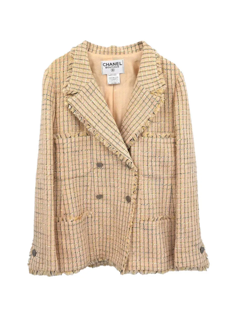 CHANEL Pre-Owned 1998 doppelreihiger Tweed-Blazer - Nude