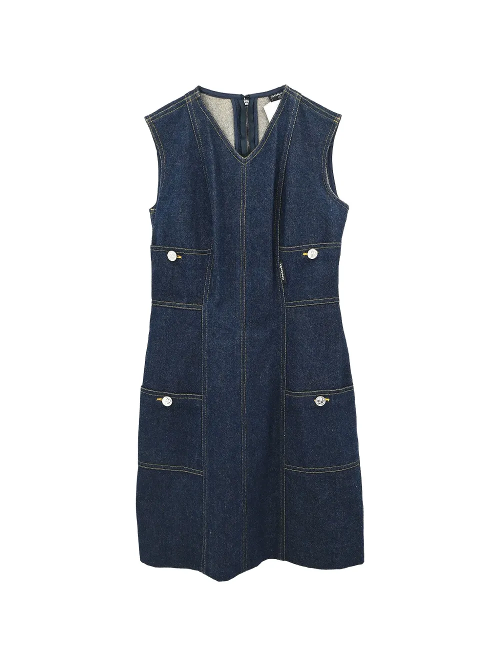 CHANEL Pre-Owned sleeveless mini denim dress - Bleu CHANEL Pre-Owned sleeveless mini denim dress - Bleu