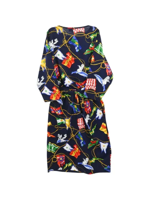 Hermès Pre-Owned belted graphic-print dress