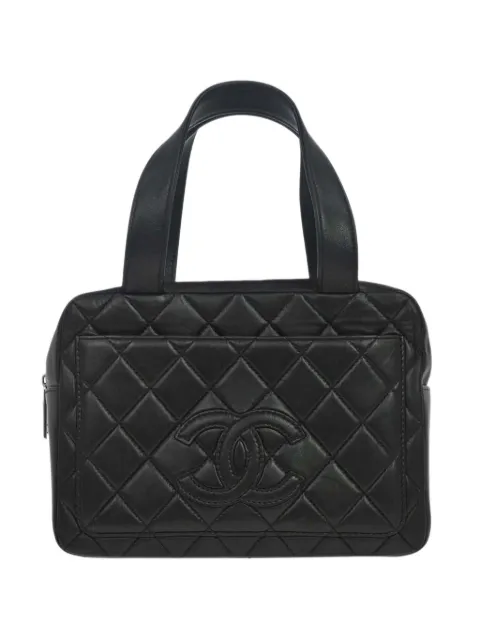 CHANEL Pre-Owned bolsa de mano capitonada con logo CC 2000-2002