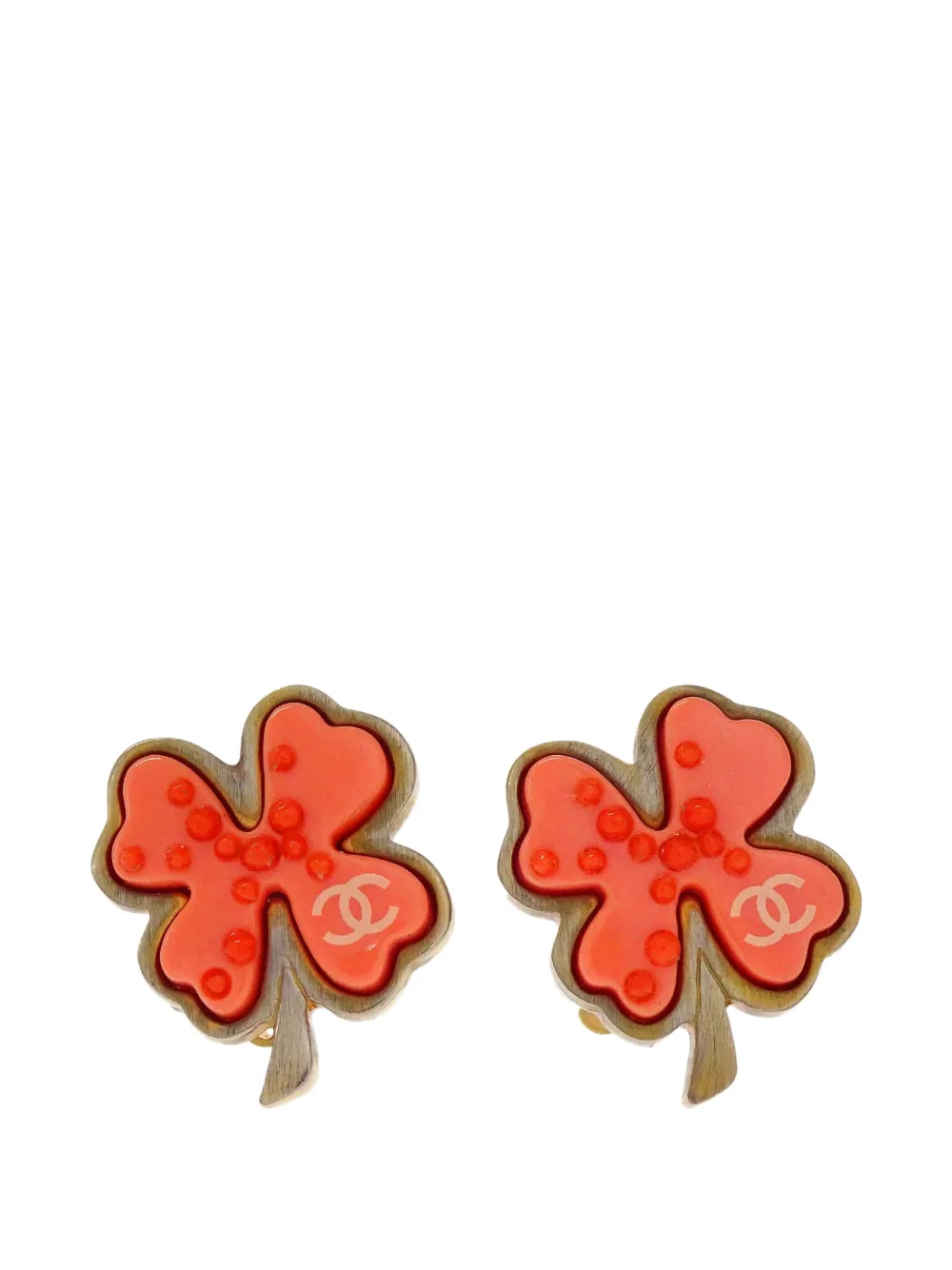 CHANEL Pre-Owned Clover clip-on earrings - Gold