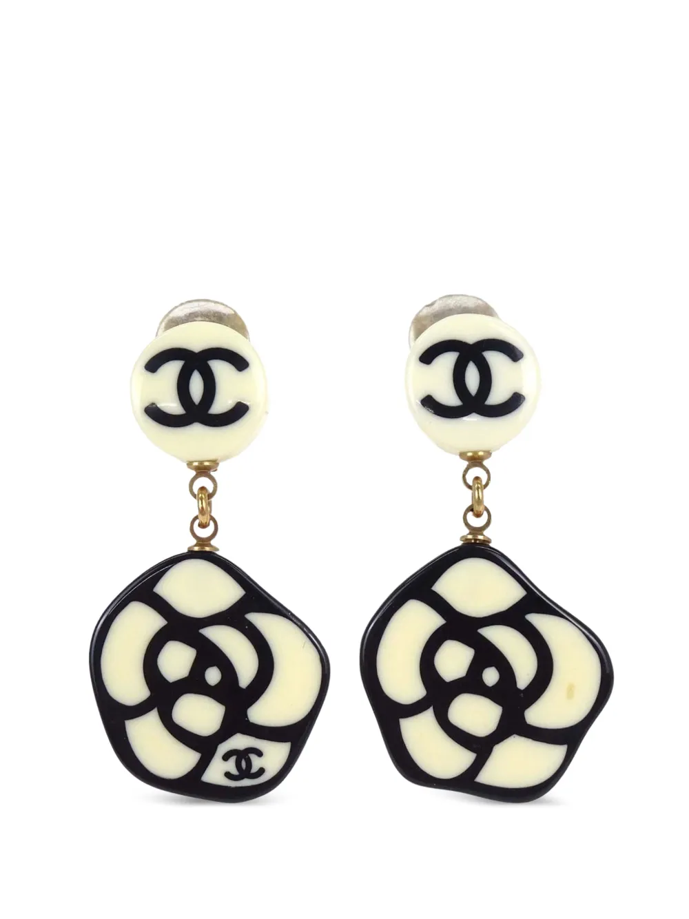 CHANEL Pre-Owned 2003 Camellia CC drop earrings - White