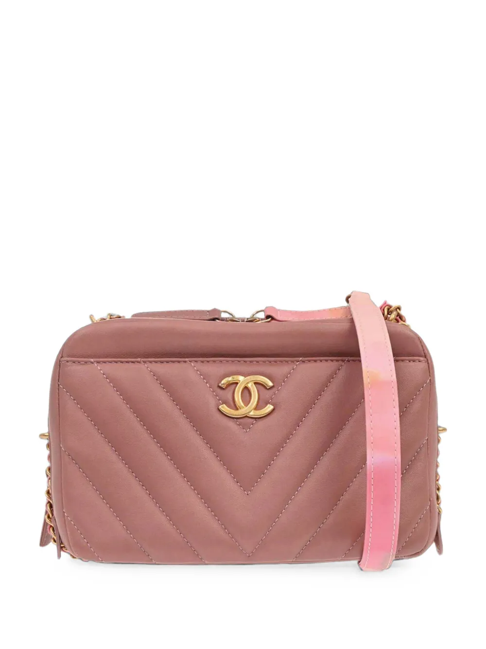 CHANEL Pre-Owned 2018 Mini Chevron camera bag - Rosa
