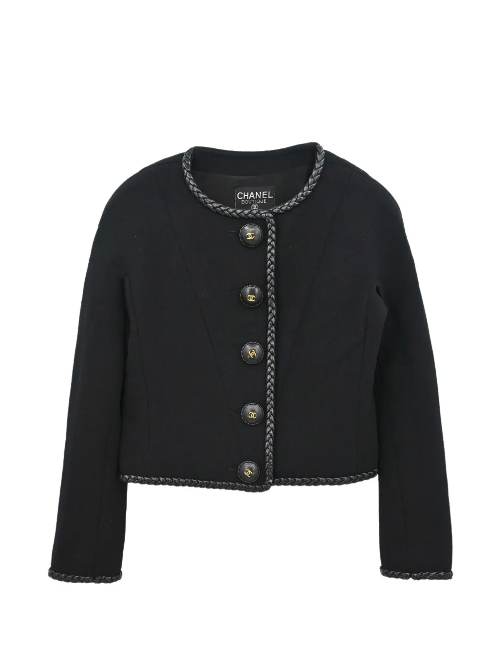 CHANEL Pre-Owned 1994 braided-trim collarless jacket - Schwarz