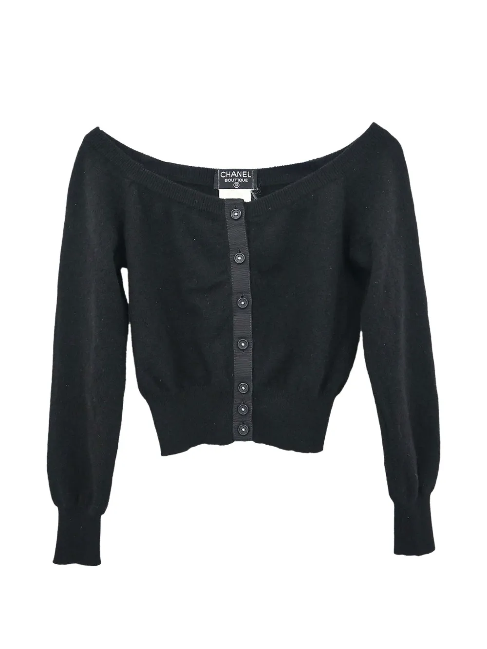 CHANEL Pre-Owned off-shoulder cashmere cardigan - Schwarz