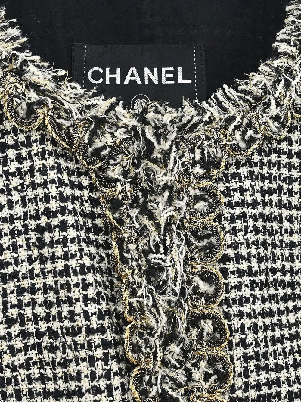 CHANEL Pre-Owned ノーカラー ツイードジャケット | ブラック